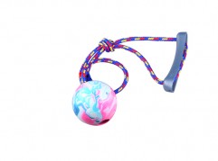 Ball with rope - 7cm diameter - scented rubber pet toy - dog - Essenti Enterprises, LLC - importer, exporter, supplier, distributor of pet products