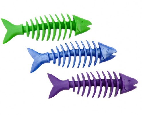Dent-a-Chew Fishbone - 14cm - small scented solid rubber pet toy - dog - Essenti Enterprises, LLC - importer, exporter, supplier, distributor of pet products