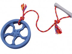 Rim tug with rope - large, blue - scented solid rubber pet toy - dog - Essenti Enterprises, LLC - importer, exporter, supplier, distributor of pet products