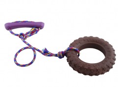 Tire with rope - large - scented solid rubber pet toy - dog (1) - Essenti Enterprises, LLC - importer, exporter, supplier, distributor of pet products