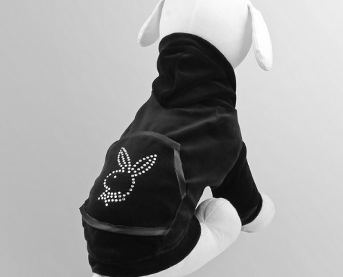 Velour sweatshirt with crystals - Bunny - Black - dog clothing, dog apparel, dog clothes - Essenti Enterprises, LLC - importer, exporter, supplier, distributor of pet products