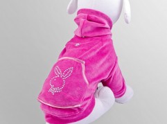 Velour sweatshirt with crystals - Bunny - Pink - dog clothing, dog apparel, dog clothes - Essenti Enterprises, LLC - importer, exporter, supplier, distributor of pet products