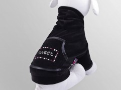 Velour sweatshirt with crystals - Sweet - Black - dog clothing, dog apparel, dog clothes - Essenti Enterprises, LLC - importer, exporter, supplier, distributor of pet products